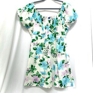 Old Navy Womens Babydoll Milkmaid Mini Dress XL Cottagecore Floral Puff Sleeves